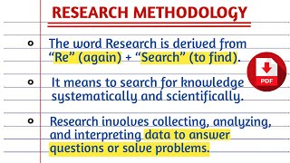 Research Methodology in One Shot