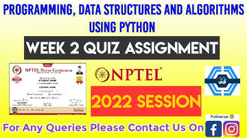 Programming Data Structures And Algorithms Using Python | Week 2 Answers 2022 | NPTEL | SWAYAM