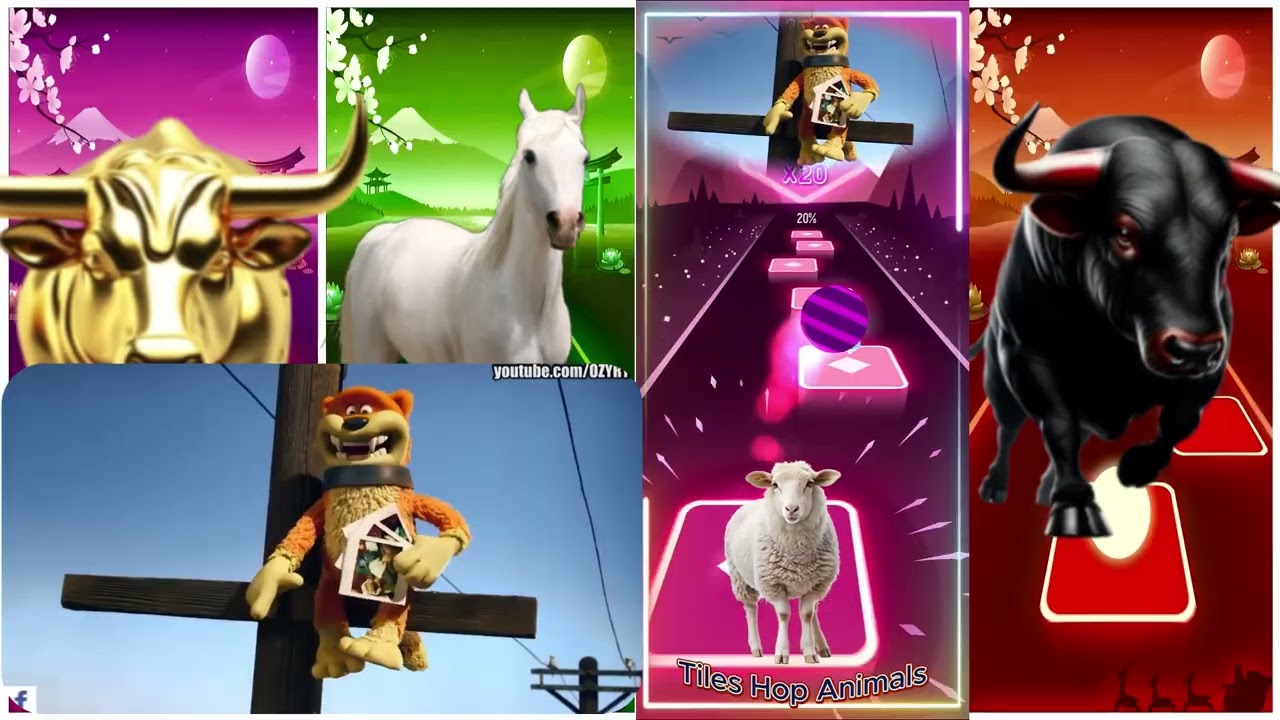 Funny Bull the Golden🐂🆚Funny Horse🐎🆚Funny Sheep🐏🆚Funny Bull🐃🔴Tiles Hop EDM Rush