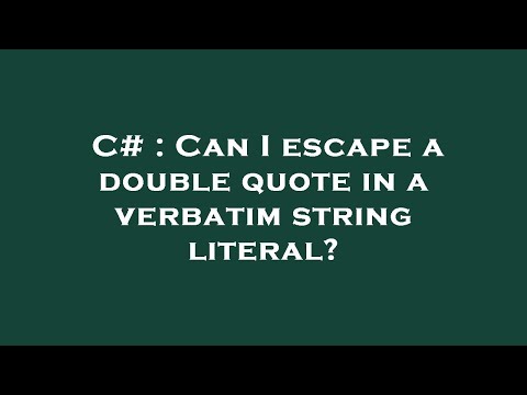 C# : Can I escape a double quote in a verbatim string literal?