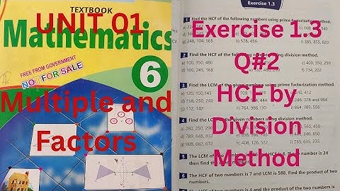 Exercise 1.3 Question 2 HCF by Division Method class 6 Math UNIT 1 Multiple and Factor | Ex 1.3 Q2 