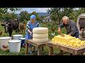 🧀 Making Fresh Village Cheese &amp; Butter | Grandma Bakes Cheesy Bread for Lunch 🌿