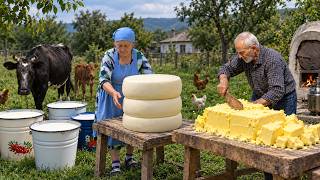 🧀 Making Fresh Village Cheese & Butter | Grandma Bakes Cheesy Bread for Lunch 🌿