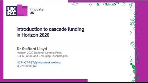 Horizon 2020 Cascade Funding Opportunities Webinar, 27 March 2020
