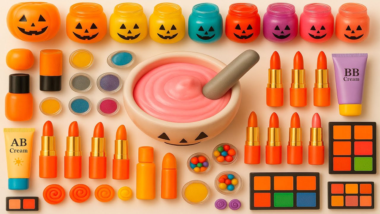 Satisfying Slime ASMR Video | DIY How to Make Rainbow Halloween Makeup Cosmetic Glitter Slime