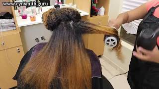 Before the BEST SILK PRESS! How to Round Brush Long Hair!!