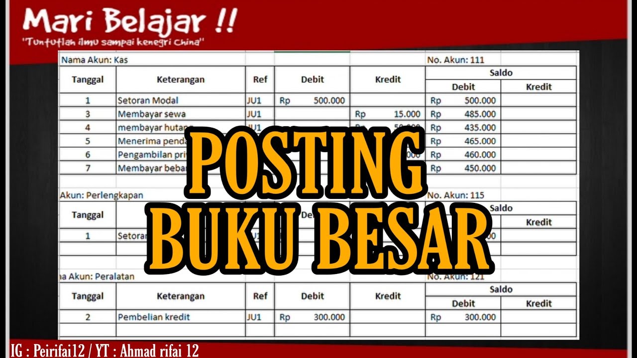 Cara Posting Jurnal Umum ke Buku Besar Perusahaan Jasa
