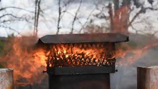 A chimney fire in real time and post cleaning