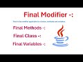 Final Modifiers in Java || Final Class || Final Method || Final Variables