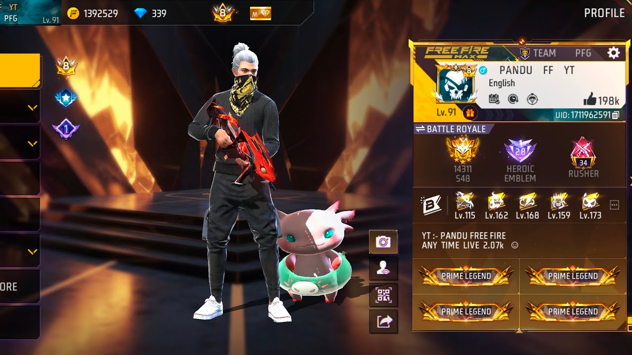 Grandmaster Rank Push Mama Free Fire Telugu Live - Pandu FF is Live ...