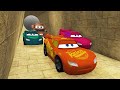 3 COLOR Lightning McQueen AND TOW MATER Ancient Trap Hunt VS BIG Monster SHARK