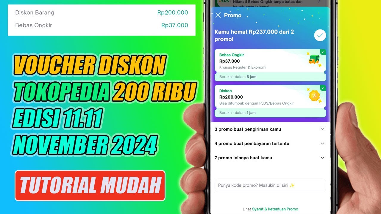 Voucher Diskon Tokopedia 200 Ribu edisi 11.11 November 2024 - YouTube