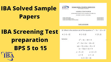 IBA Solved sample papers | IBA screening Test BPS 5 to 15 Preparation | Mathematics MATRIC category