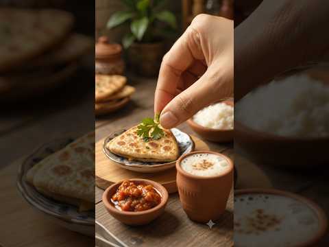 Tiny Cooking Worldのレシピ: パリパリ三角パラータ、マサララッシー、アチャール