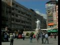 Metodija andonov chento  marble statue placed at macedonia square