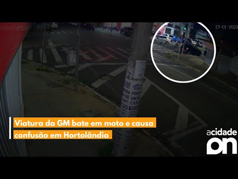 Viatura da GM bate em moto e causa confusão em Hortolândia