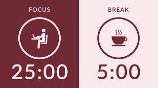 25/5 Pomodoro Timer | No Music 🔔 Bell Only | 4-Hour Study With Me for Deep Focus 🍅