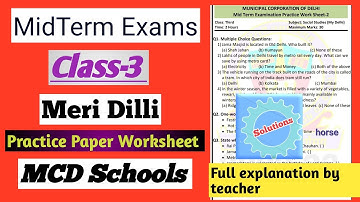 Class-3 Meri dillli | Mid Term Exams Practice Papers| Mcd worksheet-1,2 solution #mcdworksheet #S.St