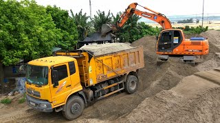 Xe Ô Tô Tải Ben Chở Và Đổ Đất, Máy Xúc DOOSAN DX140W Đào Múc Đất | Excavator Truck | TienTube TV