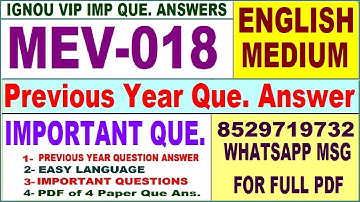 MEV 018 Previous Year Question Paper in English | mev 018 important questions with answer