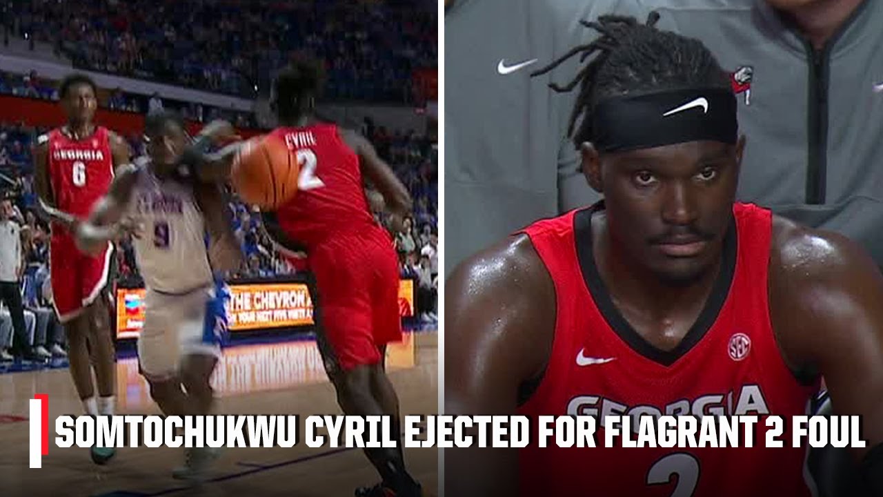 UGA player EJECTED for Flagrant 2 foul after dead ball contact on Florida | ESPN College Basketball