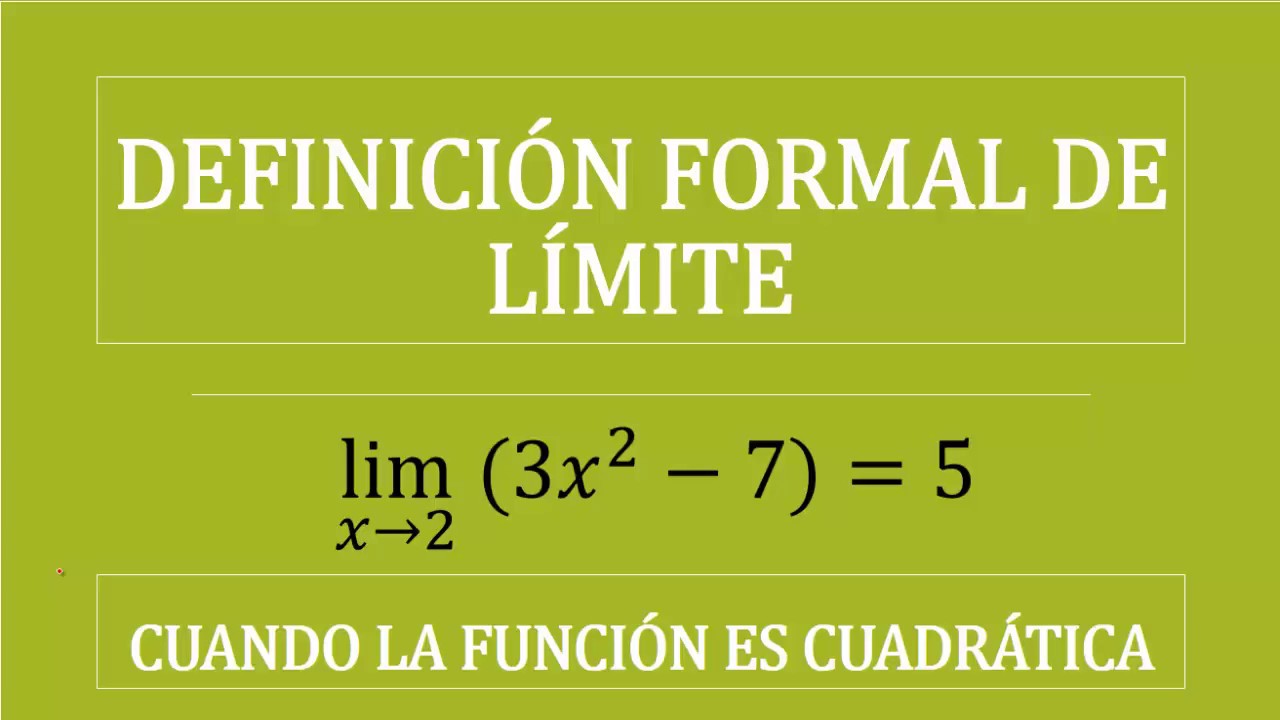 Definición formal de Límite cuando la función es cuadrática