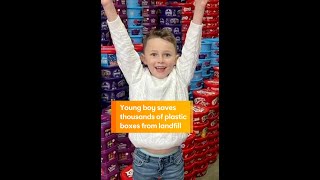 Young Boy Saves Thousands of Plastic Boxes from Landfill