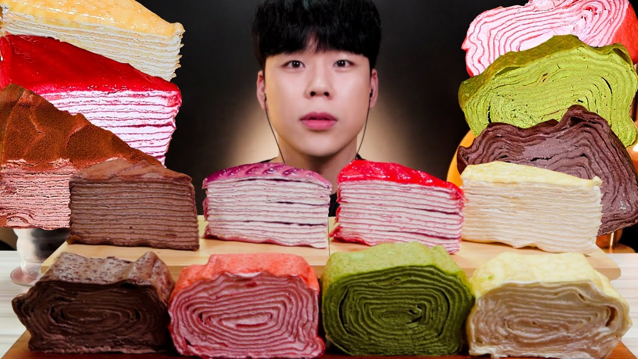ASMR 🍰크레이프 케이크 롤 크레이프 케이크 먹방 디저트 리얼사운드 CREPE CAKE MUKBANG DESSERT クレープケーキ