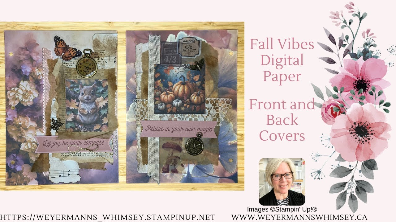 Fall Vibes Junk Journal Digital paper Front and Back Covers