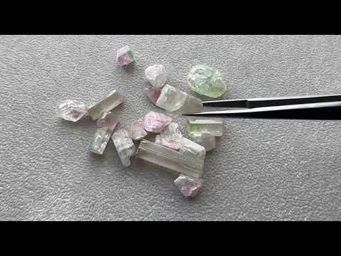 Lot #5 Raw Bi-color Tourmalines from Afghanistan 75.17 ct 18pcs Video  № 1