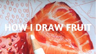 REALISTIC STRAWBERRY Drawing Process!