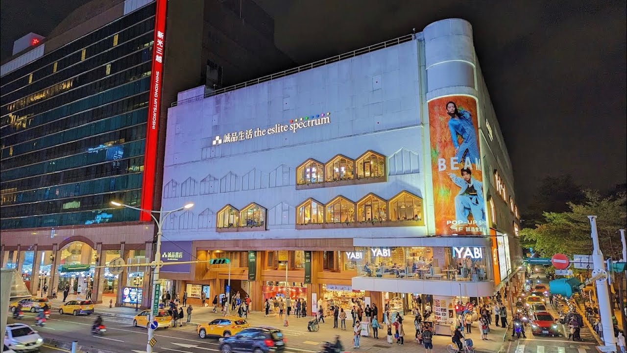 taipei zhongshan 4k /探索台北市、中山区的夜间旅行，| zhongshan shopping area walking around