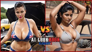 AI India VS England street car race girls competition LOOKBOOK 4K