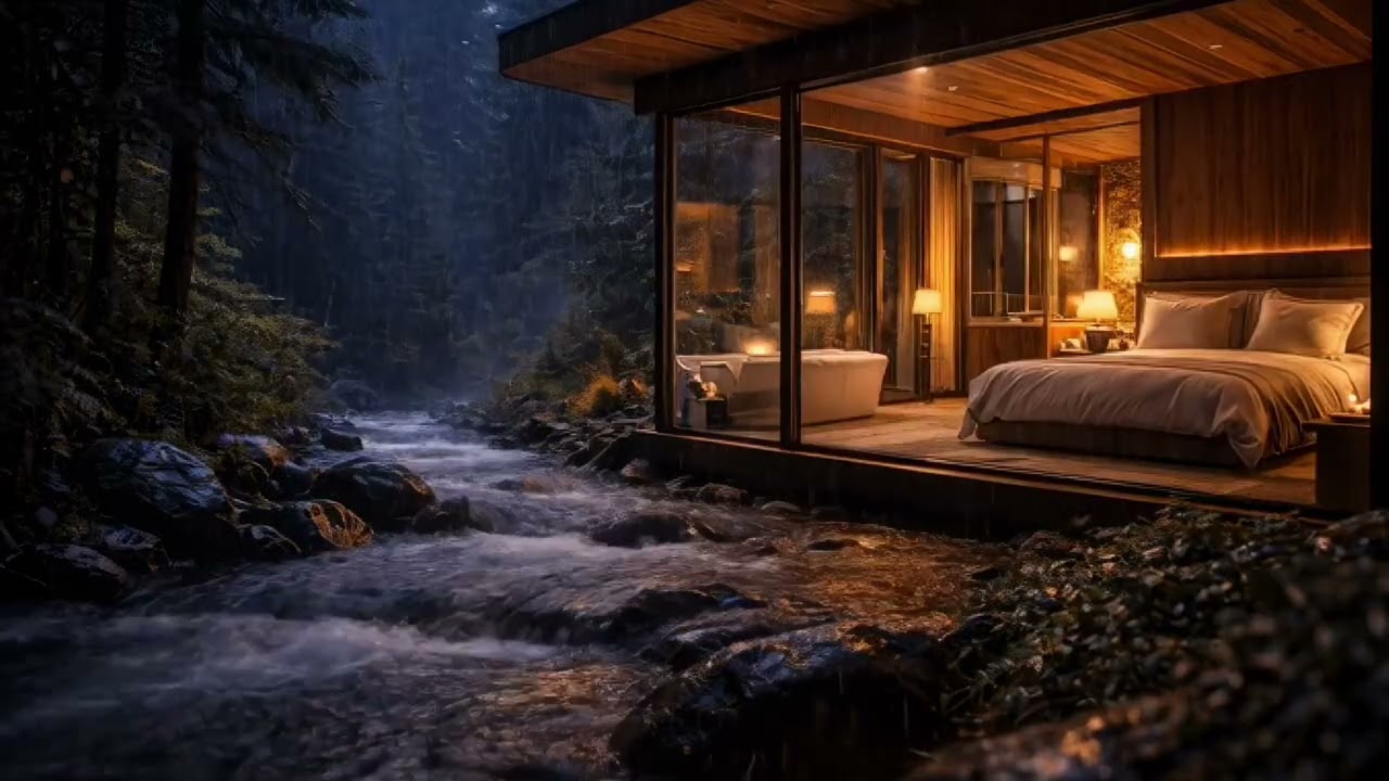 Gentle Rain & Flowing River 🌊 Sleep Fast, Relax Deeply