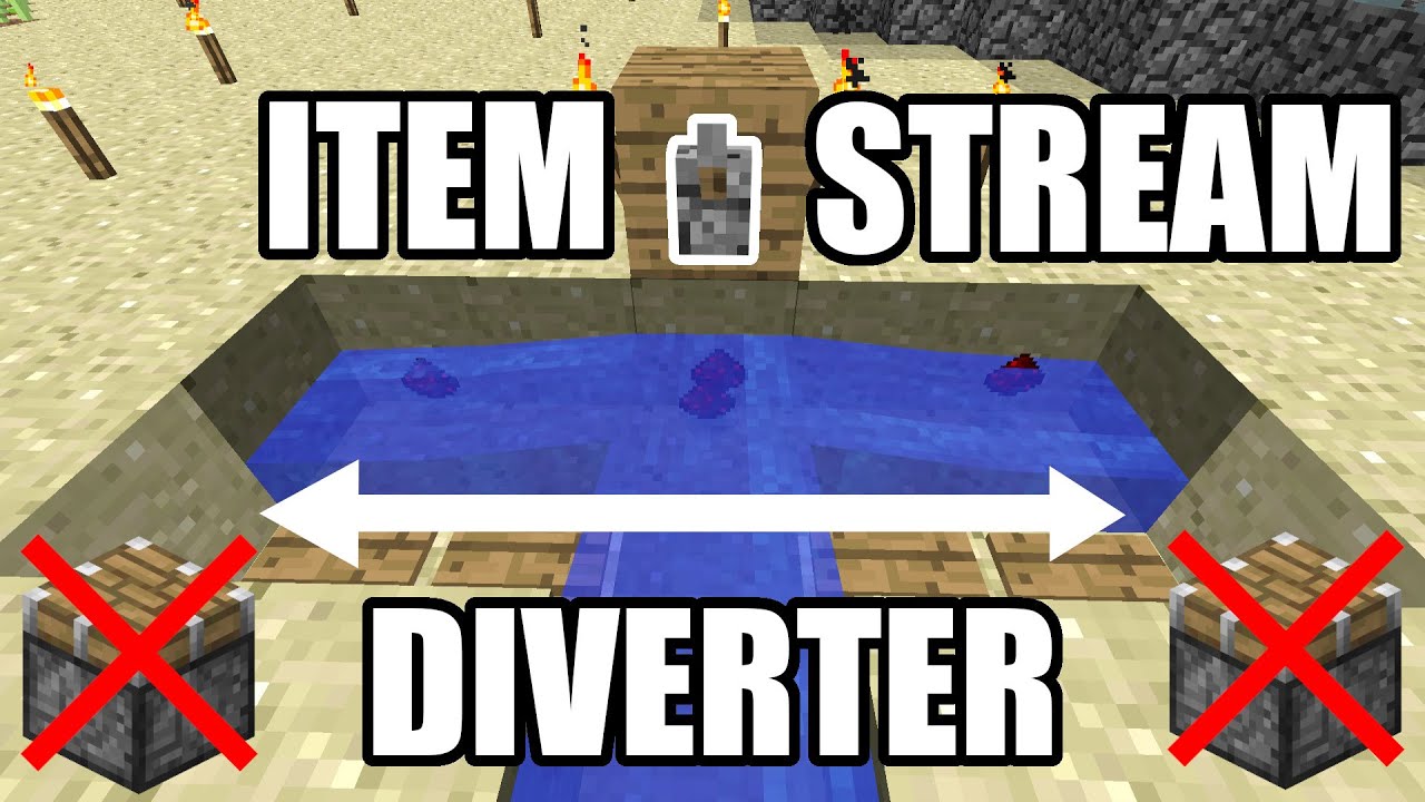 Item Water Stream Diverter without Pistons in Minecraft Beta 1.2
