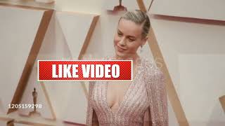 brie larson young actress long gown super attire at academy awards chick pink dres