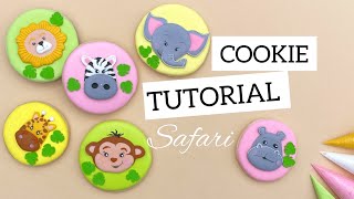 Summer Baby shower Safari cookie decorating tutorial with royal icing for beginners