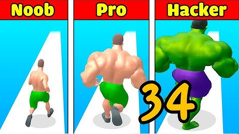 NOOB vs PRO vs HACKER in Muscle Rush ❤️ All Levels Gameplay, NEW Games iOS, Android