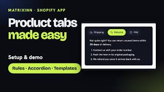 Shopify Product Tabs App: Setup & Demo (MatrixInn)