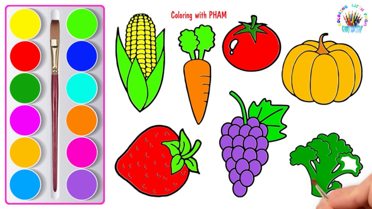 Vẽ Và Tô Màu Rau Củ Quả - Coloring Vegetables And Fruits - Youtube