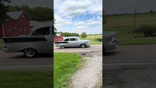 Pretty cool 57 bel air 383 stroker with a 4 on the floor