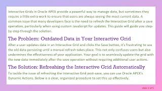 How to Effectively Refresh an Interactive Grid in Oracle APEX After a Save Process