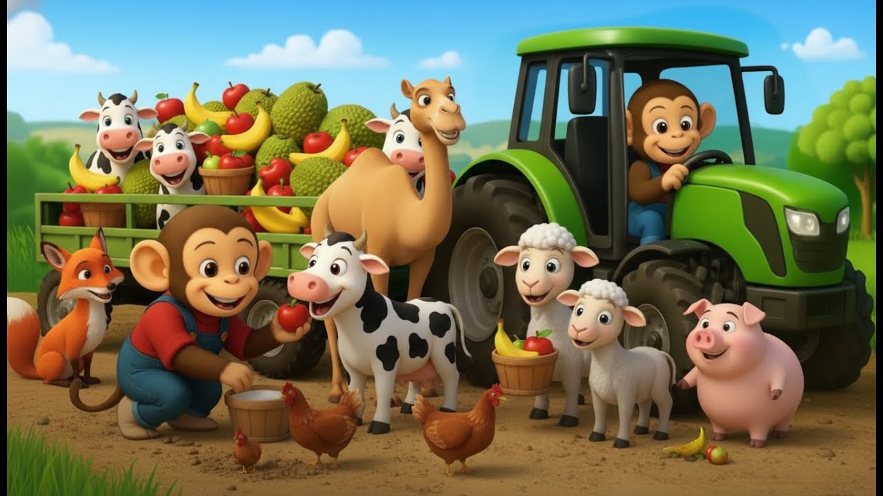 👉 Monkey Farmer Fixes the Tractor and Harvests Fresh Jackfruit – Farm Work| cute farm story ✨