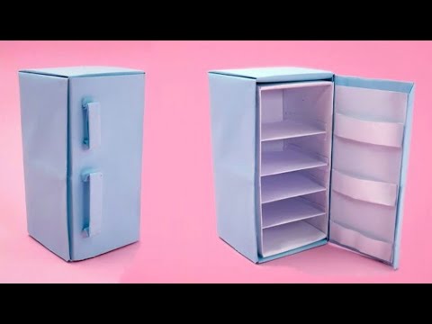 How to make Mini Refrigerator with Paper | DIY Miniature fridge | dollhouse kitchen