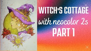 Day 21 of Tricks and Treats! | Witchs Cottage | Neocolor 2s | Part 1 | Adult Coloring