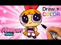 How to Draw + Color Blossom from Powerpuff Girls step by step Easy