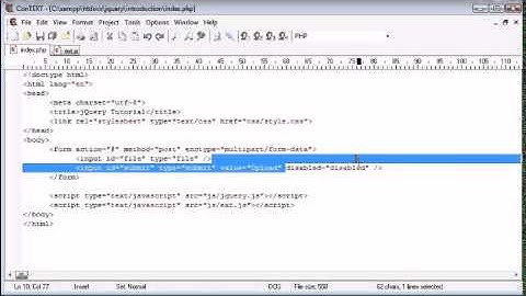 jQuery Tutorial   29   Enable submit button after file selected
