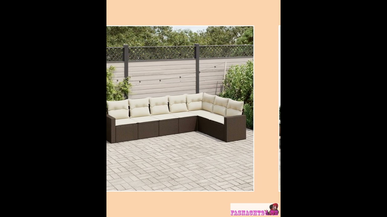 7-Tlg. Garten-Sofagarnitur Mit Kissen Poly Rattan