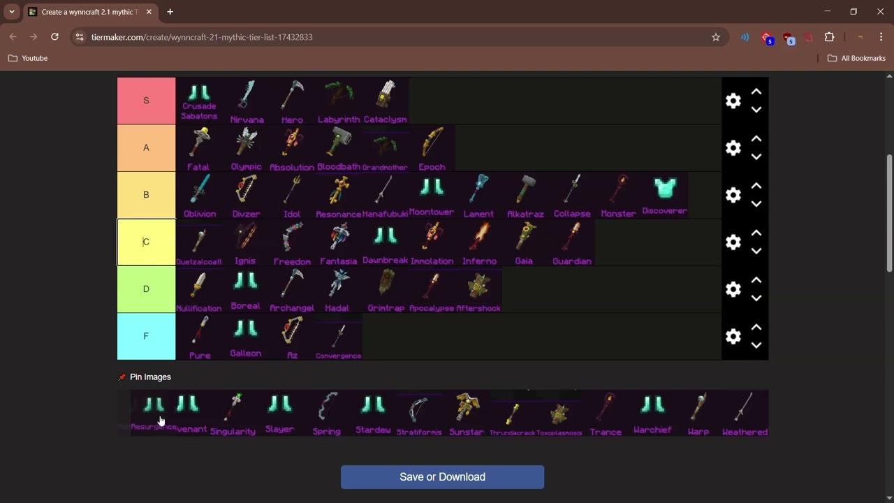 (OUTDATED) Wynncraft Mythics Tier List