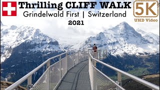 🇨🇭Thrilling CLIFF WALK at GRINDELWALD FIRST, Switzerland | 5K/ 4K 60fps Video